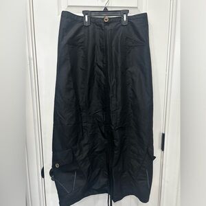 Y2K Emo Punk Goth Long Nylon Black Baggie Cargo Pocket Maxi Skirt Medium